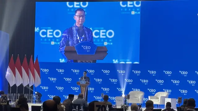Direktur Utama PT PLN (Persero) Darmawan Prasodjo saat PLN CEO Forum, di ICE BSD, Rabu (26/11/2025). (Foto: Liputan6.com/Tira Santia)