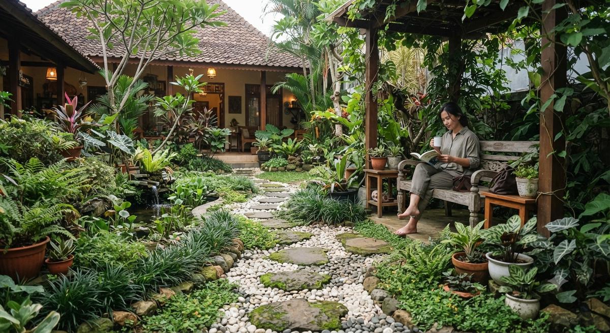 Ide taman yang tetap cantik meski tanpa rumput dan cocok untuk pemilik introvert model memanfaatkan tanaman penutup tanah sebagai pengganti rumput
