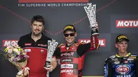 Alvaro Bautista saat memenangkan balapan Race 1 WSBK Mandalika hari Sabtu (04/03/2023). (Twitter/Aruba.it Racing Ducati)
