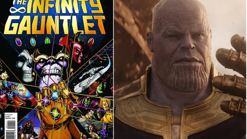 Thanos versi komik Infinity Gauntlet dan film Avengers: Infinity War (Marve.com/ IMDb - Marvel Studios)