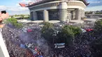 Suka cita mewarnai perayaan juara Inter Milan pada musim ini di Stadion Giuseppe Meaza, Milan, Italia, Minggu (17/05/2026) waktu setempat. (AP Photo/Luca Bruno)