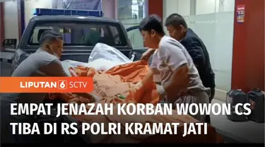 Empat jenazah korban pembunuhan berantai komplotan Wowon Erawan yang ditemukan di Cianjur, Jawa Barat, tadi malam tiba di Rumah Sakit Polri Kramat Jati, Jakarta Timur.