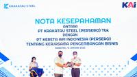 PT Kereta Api Indonesia (Persero) atau KAI menandatangani Nota Kesepahaman (MoU) dengan PT Krakatau Steel (Persero) Tbk (dok: KAI)