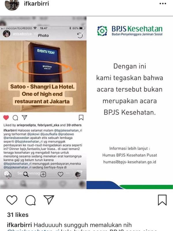 BPJS Kesehatan laporkan dua akun instagram karena dituding sebar berita bohong (Istimewa)