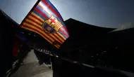 Logo dan ilustrasi Barcelona. (AFP/Pau Barrena)