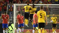 Timnas Belgia menang 4-1 atas Kosta Rika pada laga persahabatan di Stade Roi Baudouin, Brussel, Senin (11/6/2018) waktu setempat. (AFP/EMMANUEL DUNAND)