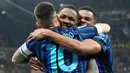 Pencetak gol lain dalam laga tersebut dilesatkan oleh Hakan Calhanoglu (45+2'), Marcus Thuram (55'), dan Nicolo Barella (63'). (AP Bruno/Luca Bruno)