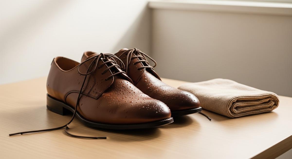 Mengeringkan Sepatu Kulit Basah