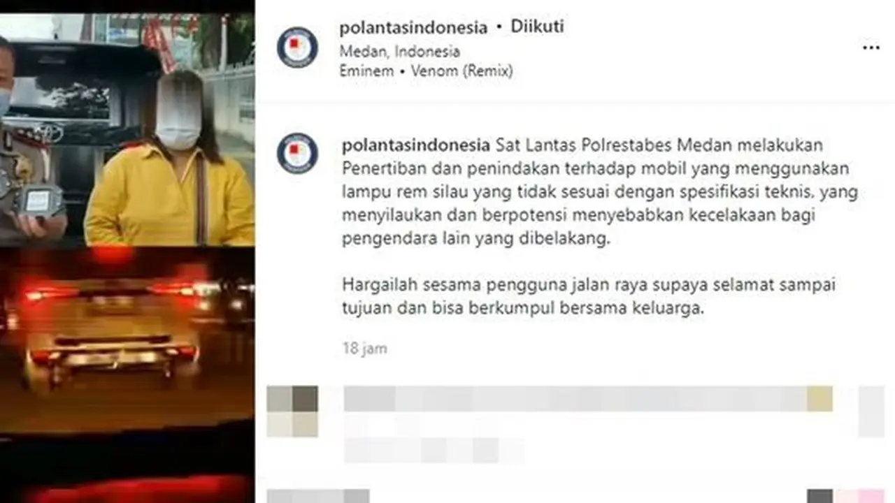 Lampu strobo menyilaukan (Instagram/@polantasindonesia)