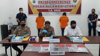 Kapolda Sulut Irjen Pol Mulyatno didampingi Kabid Humas Polda Sulut Kombes Pol Jules Abraham Abast dan Dirreskrimum Polda Sulut Kombes Pol Gani Siahaan.