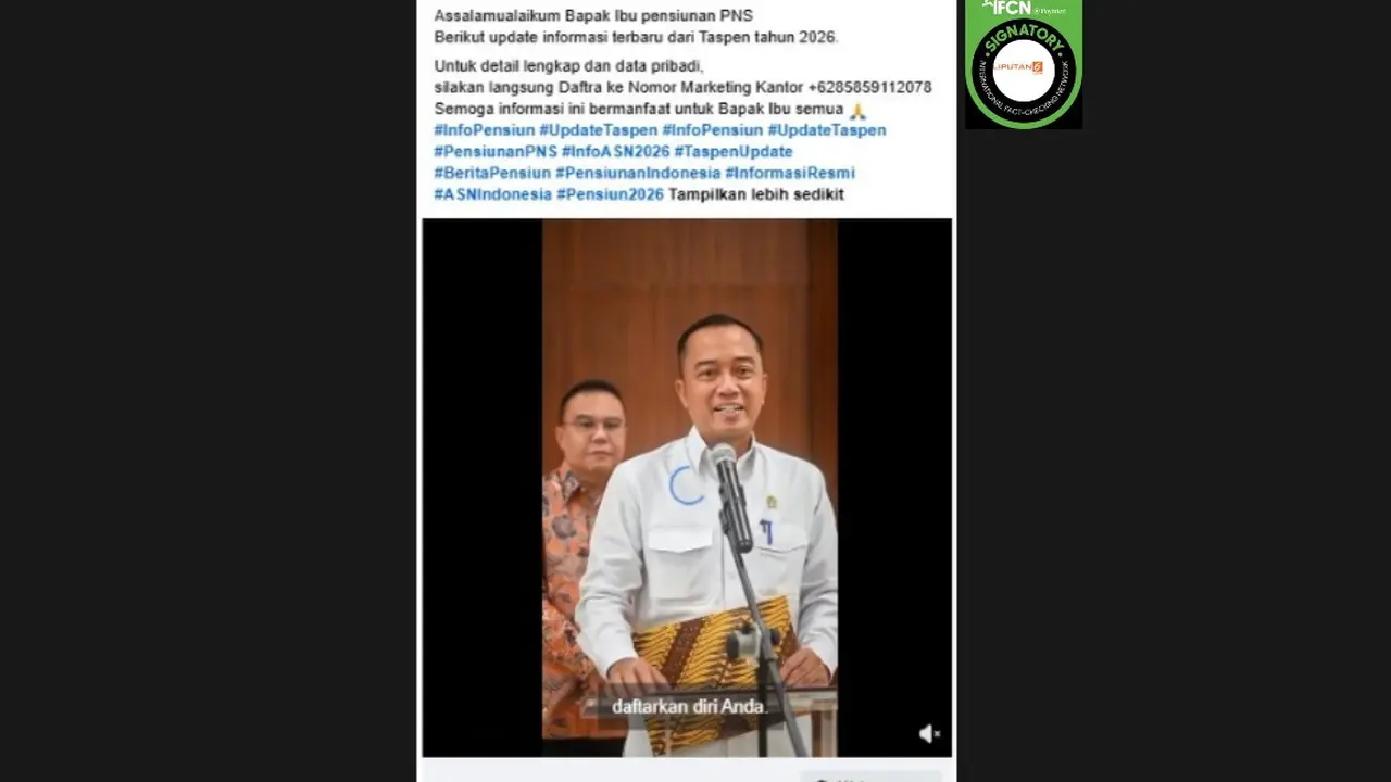 Cek Fakta Liputan6.com mendapati klaim video Mensesneg Prasetyo Hadi mengumumkan bantuan pensiunan Rp 130 juta