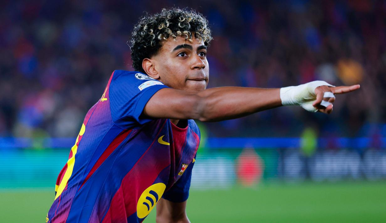 Gol bersejarah tersebut dicetak Yamal melalui titik penalti menjelang akhir babak pertama saat Barcelona menjamu Newcastle pada leg kedua babak 16 besar di Camp Nou. (AP Photo/Joan Monfort)