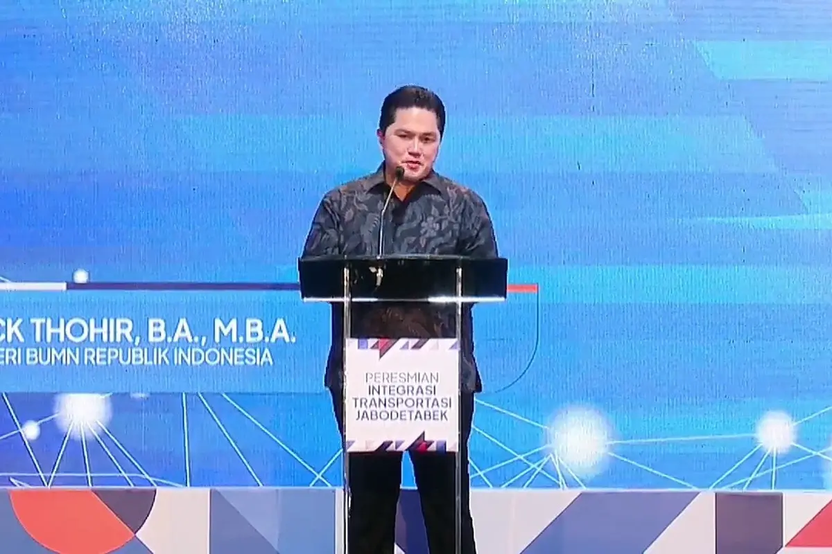 Menteri BUMN Erick Thohir saat meresmikan Integrasi Transportasi Jabodetabek