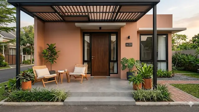 Warna Cat Teras Rumah Minimalis Modern Anti Noda Hujan