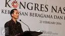 Ketua Komnas HAM Nur Kholis memberi kata sambutan saat menghadiri Kongres Nasional Kebebasan Beragama dan Berkeyakinan di Jakarta, Selasa (23/2). Acara itu digagas Komnas HAM, The Wahid Institute dan Kedubes Kanada untuk RI. (Liputan6.com/Helmi Afandi)