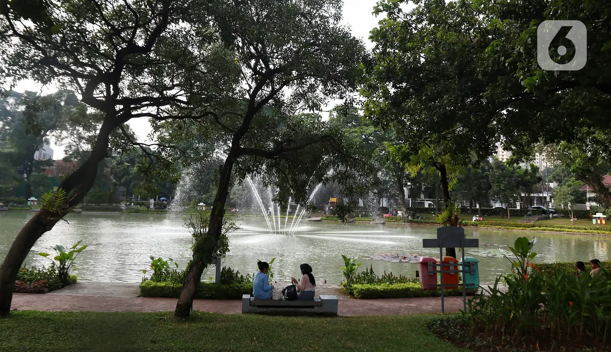 Di taman ini terletak fasilitas arena pemancingan, trek lari, dan arena permainan anak. (Liputan6.com/Angga Yuniar)