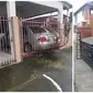 Pagar Rumah Nyeleneh demi Mobil Bisa Masuk Ini Kocak. (Sumber: Instagram/kementrian_humor_indonesia dan 1cak.com)