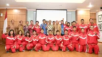 Sekretaris Kementerian Pemuda dan Olahraga (Sesmenpora), Gatot S. Dewa Broto, melepas 12 atlet gulat yang tergabung di tim pelajar Indonesia. (Kemenpora)