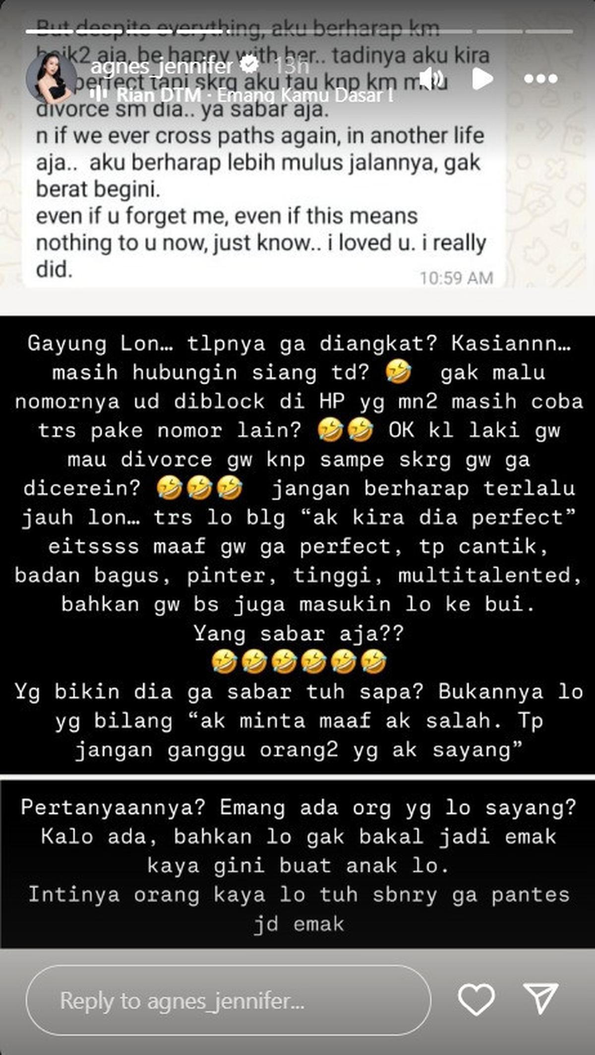 Agnes Jennifer Bongkar Chat Rahasia, Gayung Love Pink Masih Kejar Suaminya Diam-Diam Meski Sudah Diblock