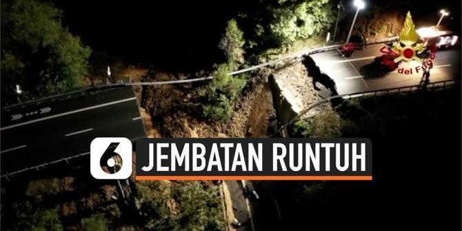 VIDEO: Jembatan Layang di Italia Runtuh Akibat Tanah Longsor