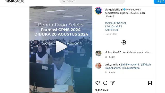 Badan Kepegawaian Negara (BKN RI) sudah memastikan jadwal pendaftaran CPNS 2024.