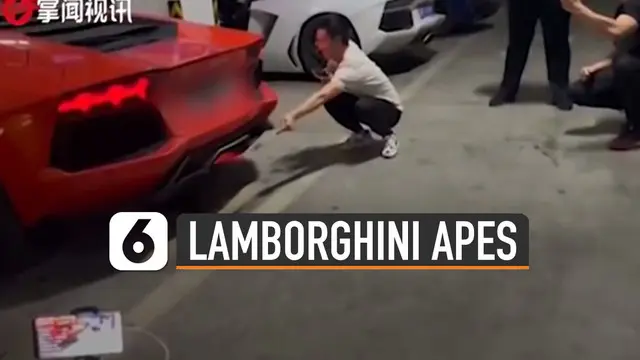 Nasib apes dialami oleh seorang pria ini karena aneh-aneh membakar sate menggunakan mobil Lamborghininya.