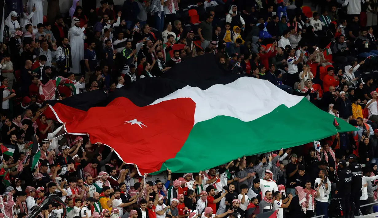Menembus final Piala Asia menjadi torehan sejarah baru bagi Yordania. (KARIM JAAFAR/AFP)