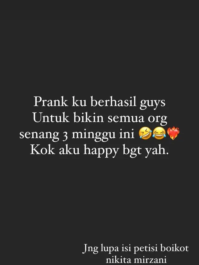 Unggahan Nikita Mirzani. (Foto: Instagram @nikitamirzanimawardi_172)