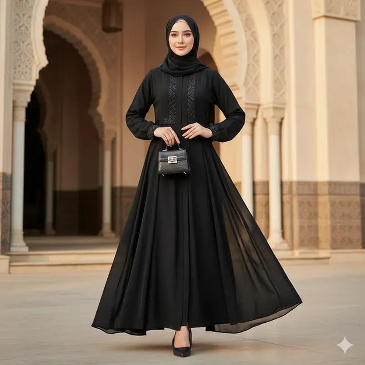 8 Model Gamis Abaya Hitam Terbaru, Fashion Simple yang Tampak Elegan