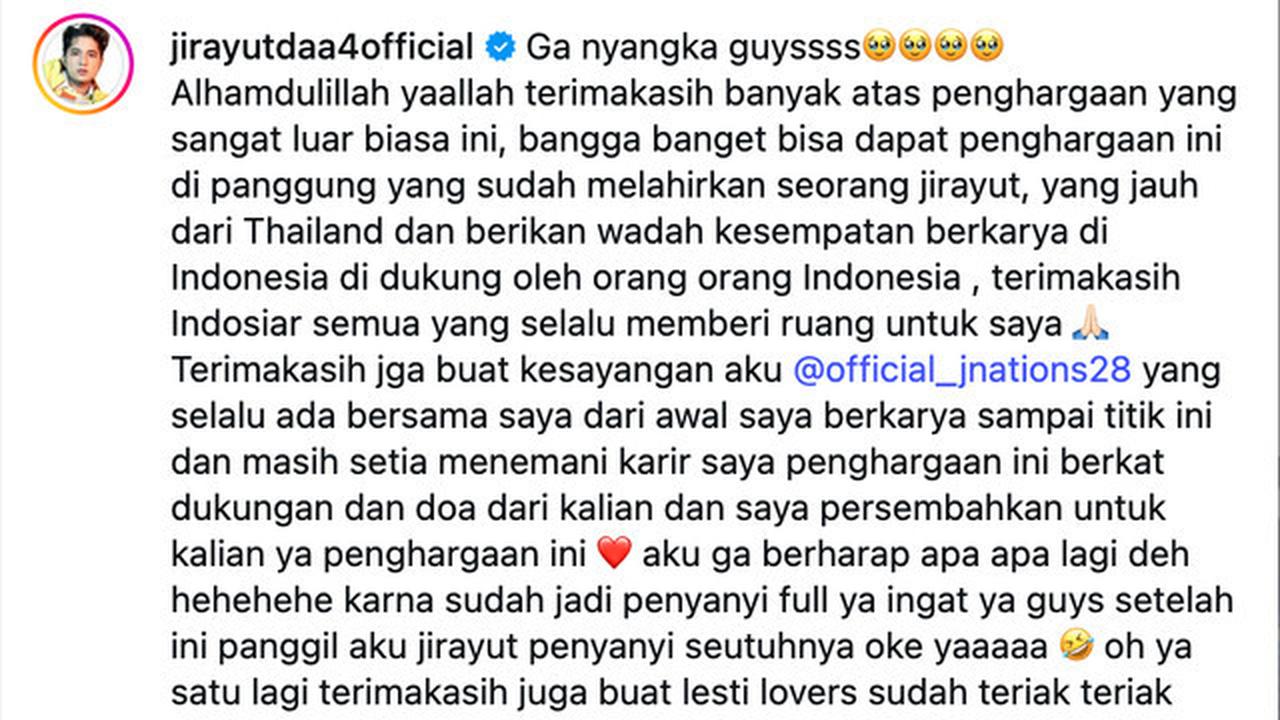 Curhat Jirayut Menang Indonesian Dangdut Awards 2025: Yang Jauh dari Thailand Diberi Wadah Berkarya