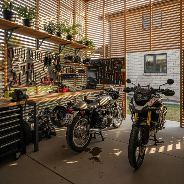 Inspirasi Garasi Motor Sederhana di Rumah Kecil (AI)