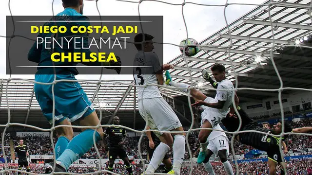 Video Diego Costa menjadi penyelamat Chelsea di kandang Swansea City pada pekan keempat Premier League 2016/17, Minggu (11/9).