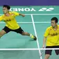 Ganda putra Indonesia Hendra Setiawan/Mohammad Ahsan lolos ke babak dua Prancis Terbuka Super Series 2015. (Liputan6.com/Humas PP PBSI)