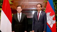 Pertemuan bilateral oleh Presiden Jokowi dan Perdana Menteri Kamboja Hun Manet, di Hotel Park Hyatt, Melbourne, Australia, Selasa (5/3/2024). (Dok. BPMI Setpres)