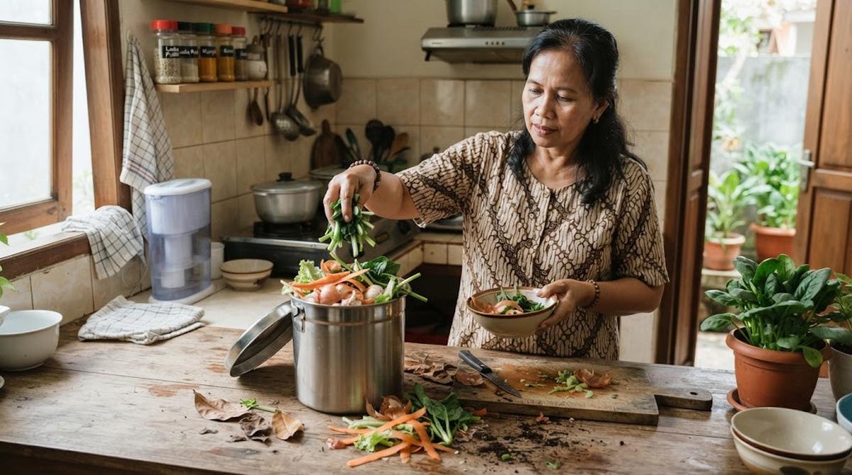 Sisa Sayuran Dapur yang Dikomposkan