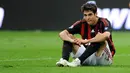 AC Milan&#039;s Brazilian midfielder Kaka reacts during his team&#039;s Italian Serie A match against Juventus on May 10, 2009 at San Siro Stadium in Milan. The match ended in a 1-1. AFP PHOTO/GIUSEPPE CACACE