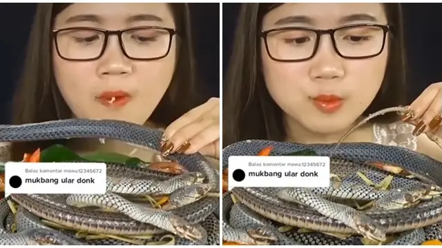 Seperti Makanan Favorit, Aksi Wanita Makan Ular Ini Bikin Merinding