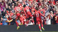 The Reds awalnya mampu mencetak gol terlebih dahulu melalui lesatan indah dari Ryan Gravenberch pada menit keenam. (AP Photo/Ian Hodgson)