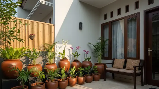 9 Desain Teras Rumah Kecil Jadi Taman Santai dengan Pot Tanah Liat, Jadi Oase Asri