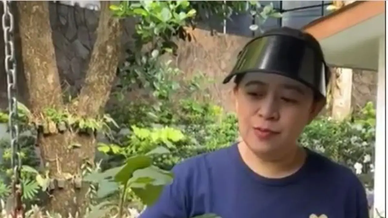Gaya Ketua DPR Puan Maharani Saat Berkebun di Rumah