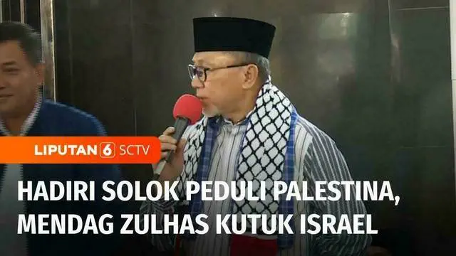 Menteri Perdagangan Zulkifli Hasan menghadiri acara Solok Peduli Palestina di Kota Solok, Sumatra Barat. Zulhas kembali mengutuk keras serangan Israel dan menegaskan konsistensi sikap Pemerintah Indonesia atas kemerdekaan Palestina.