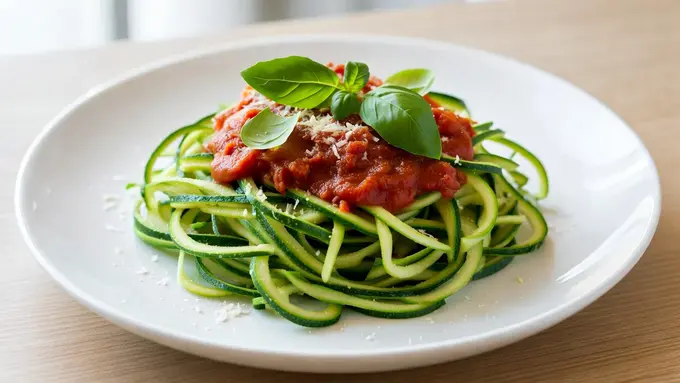 resep pasta zucchini noodle dengan saus tomat homemade