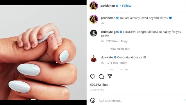 Unggahan Paris Hilton soal bayinya. (Instagram/ parishilton)