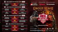 Pertandingan lengkap IEL University Super Series 2021 dapat disaksikan melalui platform streaming Vidio, laman Bola.com, dan Bola.net. (Dok. Vidio)