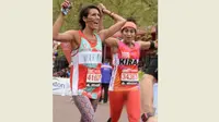 Meski darah menstruasi merembes di pakaian olahraganya, wanita ini berusaha tetap menyelesaikan lomba lari maratonnya