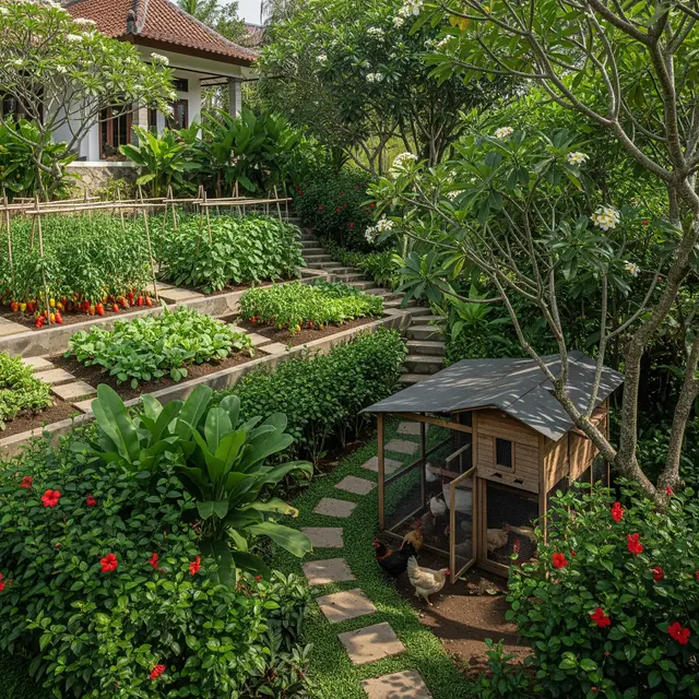 9 Desain Halaman Rumah Kombinasi Kebun dan Kandang Ayam, Solusi Urban Farming Estetik