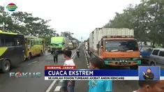 Angin kencang mengakibatkan sejumlah pohon tumbang di jalan utama pantura Subang. Akibatnya kemacetan arus lalu lintas terjadi di jalur tersebut.