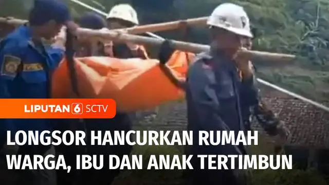 Bencana longsor menghancurkan rumah warga di Banjarwangi, Garut, Jawa Barat, pada Kamis petang. Seorang ibu dan dua anak yang sempat hilang tertimbun, akhirnya ditemukan.