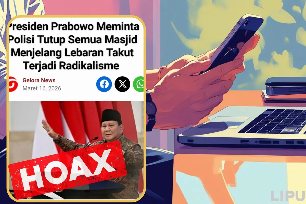 Cek fakta artikel Presiden Prabowo minta polisi menutup masjid jelang lebaran