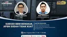 Liputan6 Update Rabu, 3 Agustus 2022 pukul 11.00 WIB menyajikan laporan dari segala penjuru dengan tema: Subsidi BBM Bengkak, APBN Sudah Tidak Kuat Laporan Langsung: - Sampah Antariksa Jatuh di Kalbar - Update Pendaftaran Parpol ke KPU - ASEAN ...